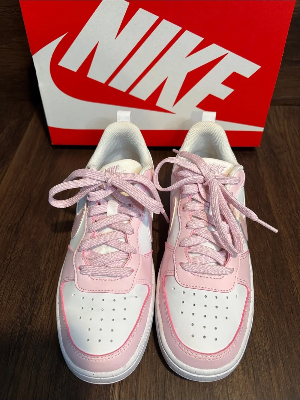 Nike Pink and White Women's Low-Top Sneakers